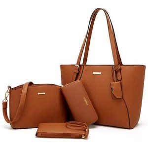 4 Pcs Women Fashion Handbags Wallet Tote Bag Shoulder Bag Top Handle Satchel